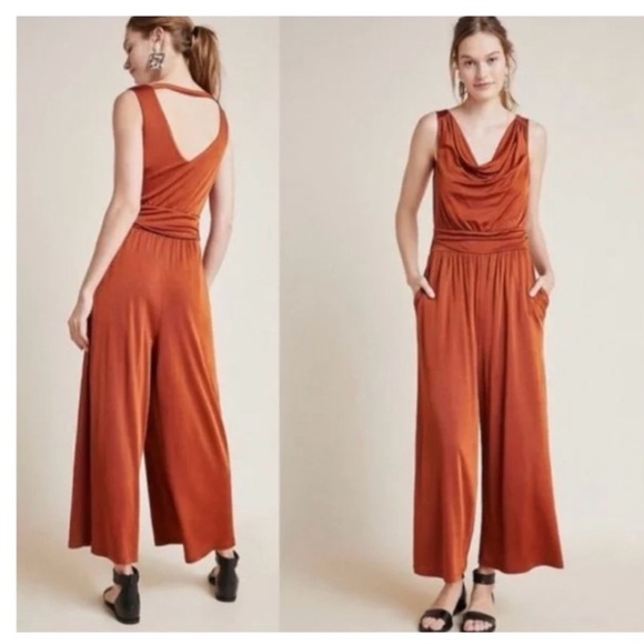 Anthropologie Maeve Enchantment copper stretch Jumpsuit Sz XS - Picture 5 of 12